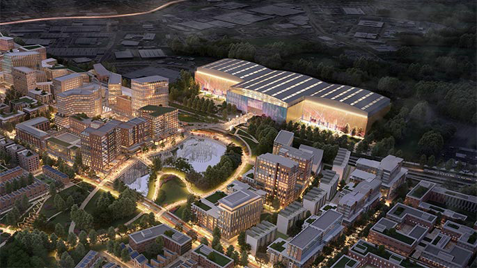Arena and masterplan CGI