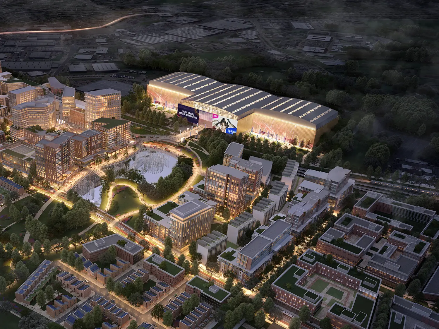 Aerial render of Aviva arena